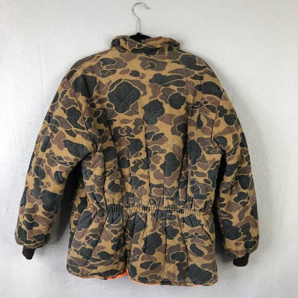 Reversible Hunting Jacket Mens Large Camo Blaze Orange Quilted Pockets Insulated - Picture 16 of 16